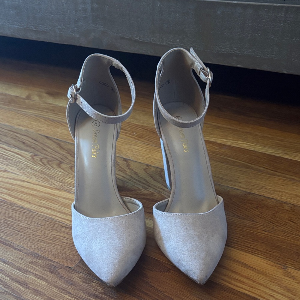 Dream Pairs Beige Ankle Strap Heels